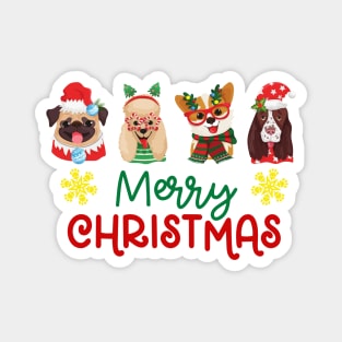 Dog Lover Merry Christmas Greeting Magnet