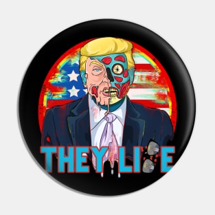 Trump Alien Skull Face Political Parody Cartoon Zombie Trump Pin