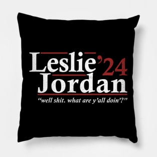 Men Women Gift Leslie Jordan 2024 Funny Election Pillow