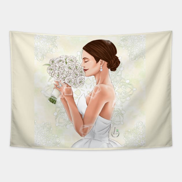 Lea Michele Marriage Portrait Tapestry by AudreyWagnerArt