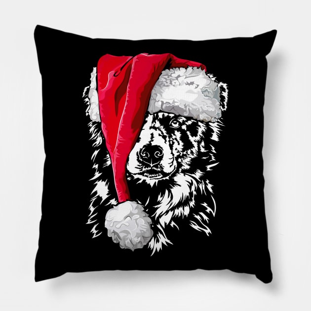 Funny Border Collie Santa Christmas dog mom Pillow by wilsigns