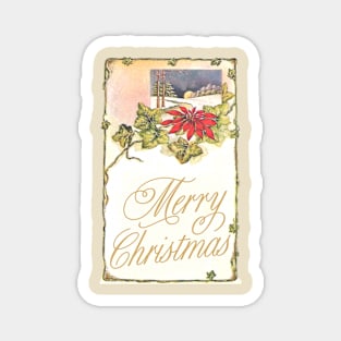 CLASSIC CHRISTMAS CARD VINTAGE HOLLY MERRY CHRISTMAS Magnet