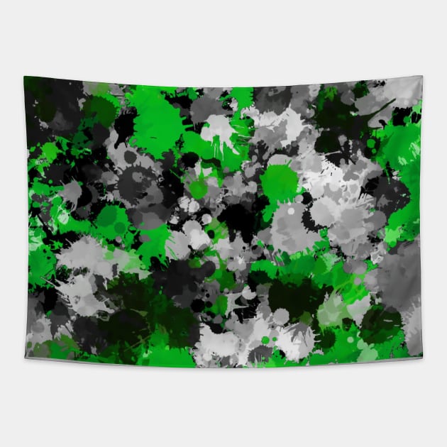 Green and Grey Paint Splatter Tapestry by BigTexFunkadelic