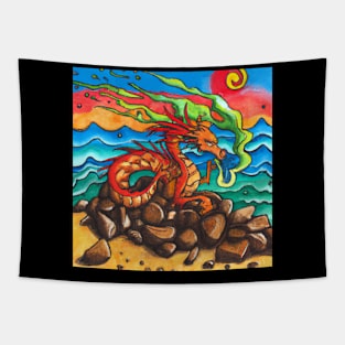 Creative Colorful Dragon Artwork Beach Feeling Great Tapestry