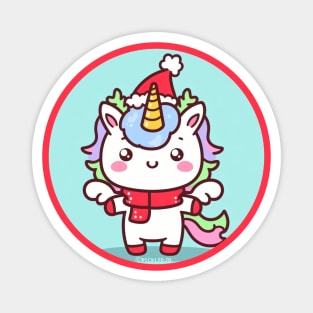 Unicorn in a Santa hat Magnet