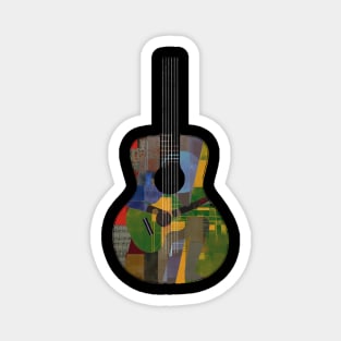 Guitar inception - Minimalist Abstract Art Patchwork Collage Magnet