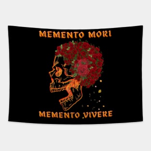 MEMENTO MORI MEMENTO VIVERE Skull With Roses Tapestry