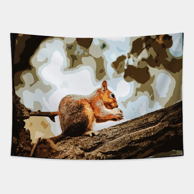 Squirrel cartoon Tapestry by Eikia