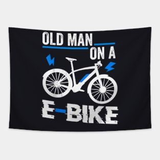 Old Man On A E Bike Electronic Bicycle Sports Bike Biker Tapestry