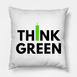 Think Green (Candle Stick) Black Pillow