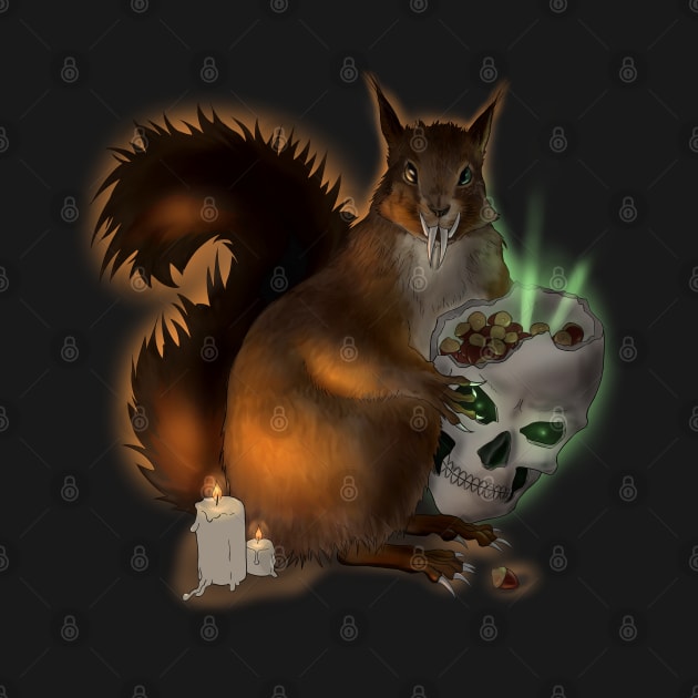 Spooky Squirrel Halloween Lycanthropy Skull Digital Art by JettDes