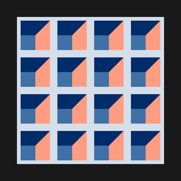 Box Squares Cobalt and Salmon Pink by Blue-Banana