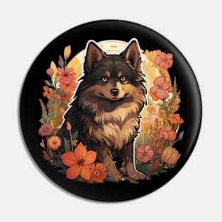 Schipperke  Dog Vintage Floral Pin