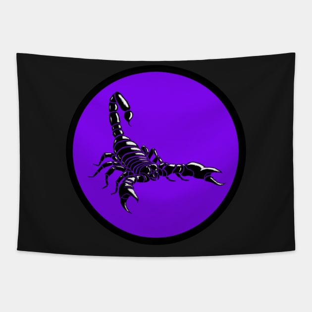 Scorpion (purple circle) Tapestry by Volundz