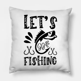 Less Talk More Fishing - Gift For Fishing Lovers, Fisherman - Black And White Simple Font Pillow