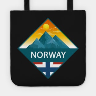 Mountains with Norwegian Flag, for Norway lovers, Norway Tote