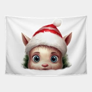 Christmas Peeking Baby Unicorn Tapestry