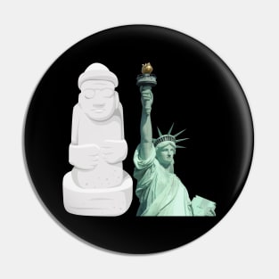 Korean American - Korea, America Statues Pin