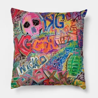 Pink Skull Graffiti Pillow