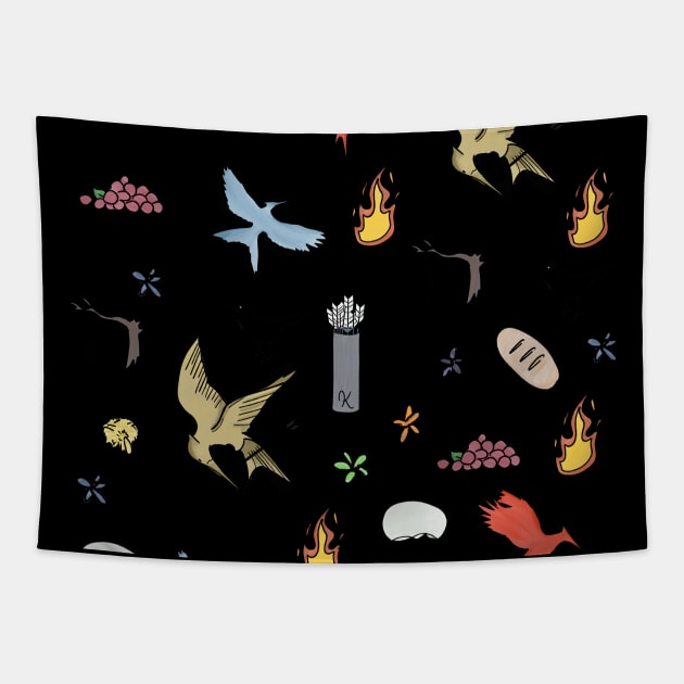 Hunger Games quality pattern  - black version Tapestry by Uwaki