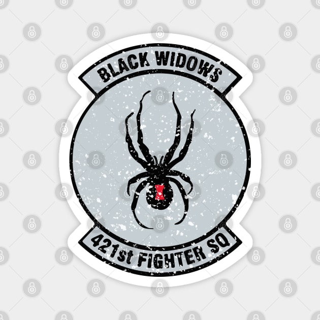 421st Fighter SQ "Black Widows" Vintage Insignia Magnet by Mandra