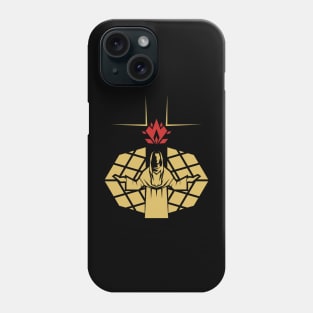 Jesus Christ against the background of the cross and the globe, as the King and Priest of the world Phone Case