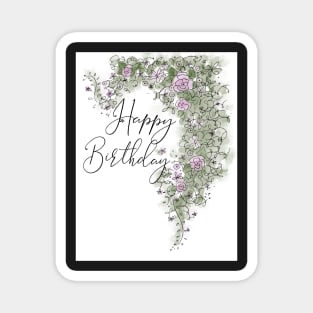 Floral - Happy Birthday Magnet