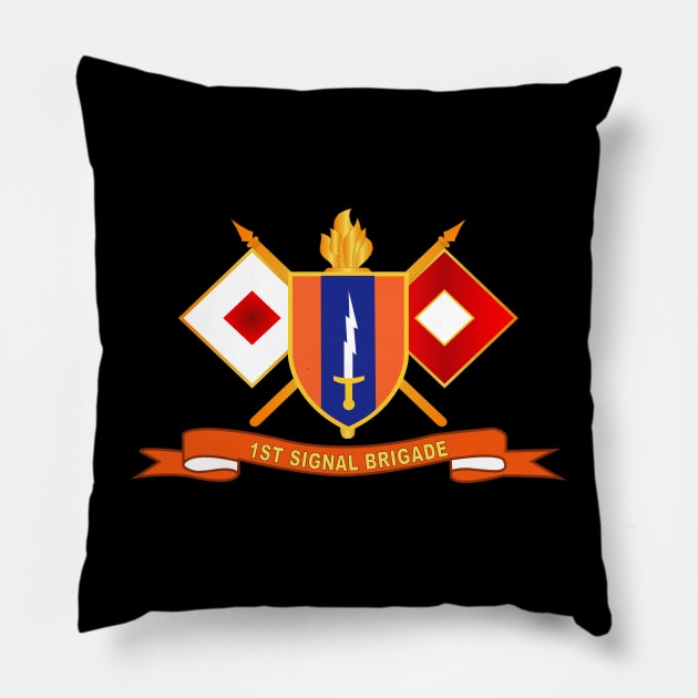 1st Signal Brigade w Br - Ribbon Pillow by twix123844