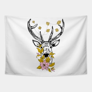 Deer with crystals and flowers Tapestry