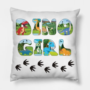 DINO GIRL - cute dinosaur shaped letters Pillow