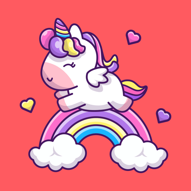 Cute Unicorn With Rainbow Cartoon by Catalyst Labs