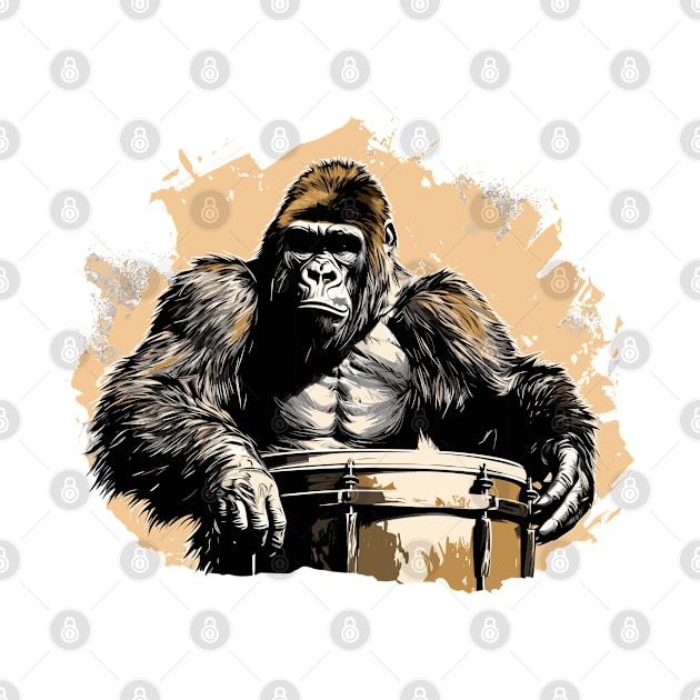 Gorilla playing drums by Graceful Designs