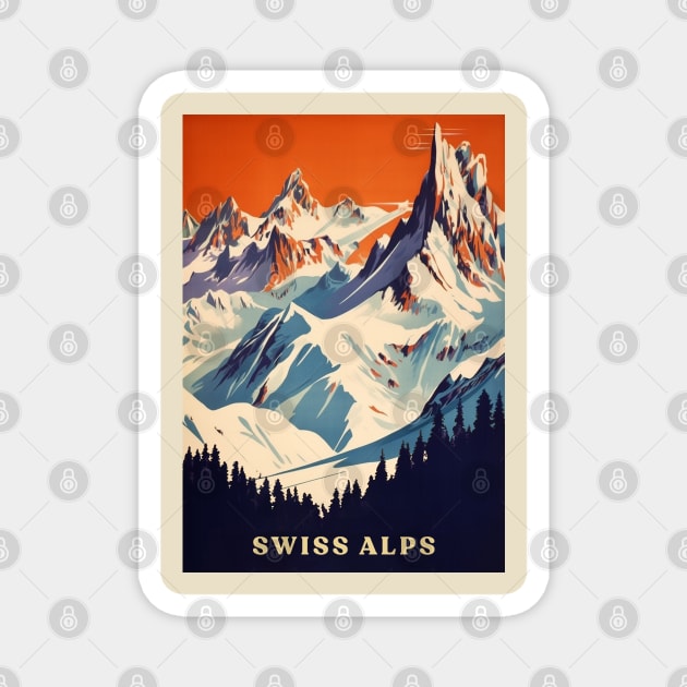 Swiss Alps Magnet by Retro Travel Design