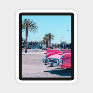 Pink car, Landscape palms Magnet