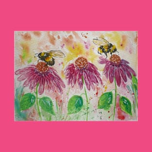 Bumblebees on Echinacea T-Shirt