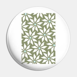 Pearl and Blue Aster Flowers Retro Pattern Pin