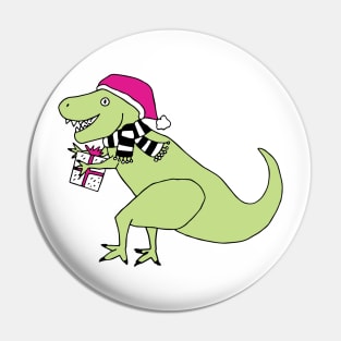 Pink Christmas T-Rex Pin