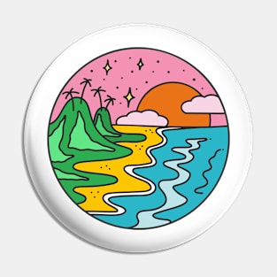 Tropical Island Sunset Pin