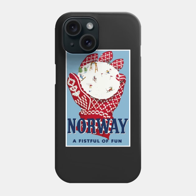 Norway, Travel Ski Poster Phone Case by BokeeLee