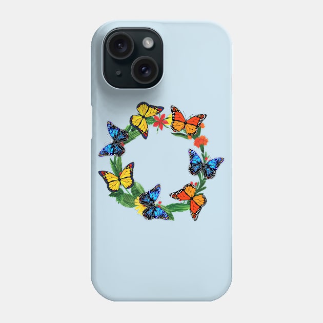 Butterflies on wreath Phone Case by Gaspar Avila