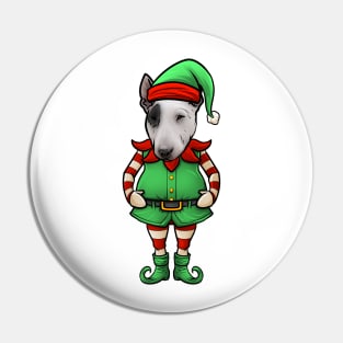 Bull Terrier Christmas Elf Pin