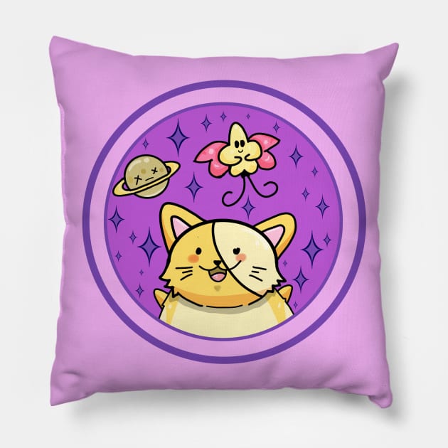 Cat Circle Logo Pillow by RioJayArts