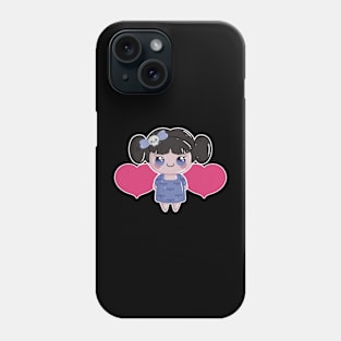 Cute Little Goth Girl with Pink Hearts Phone Case