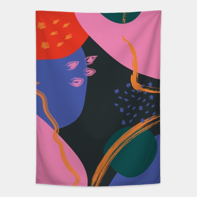 Abstract Colorful Shapes, Retro 2 Tapestry by Colorable