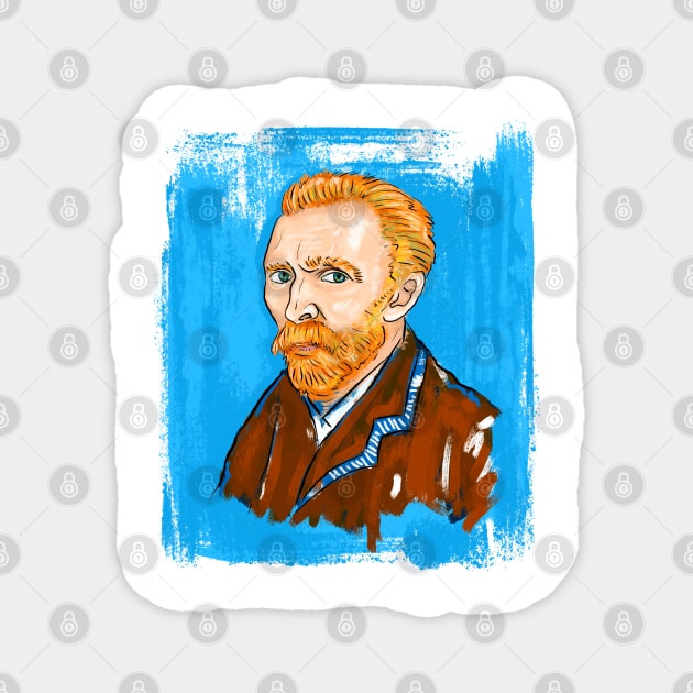 Post-Impressionist Style Bearded Van Gogh Portrait Illustration Magnet by denizko