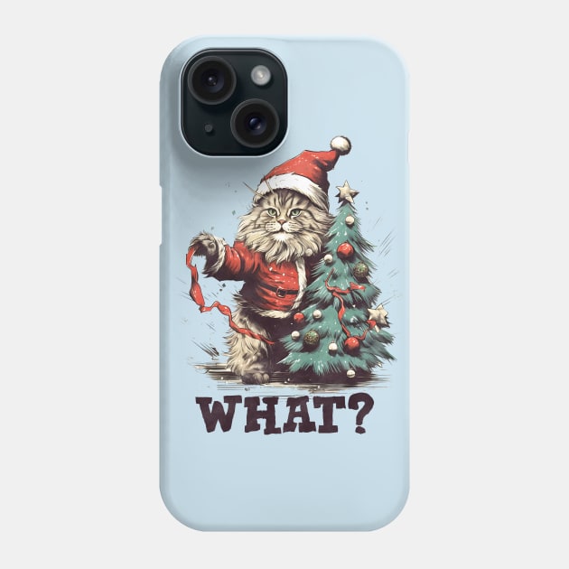 Funny Cat Christmas, What Cat trendy xmas Phone Case by JDVNart