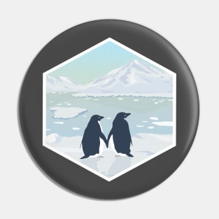 couple penguin in snowy mountain Pin