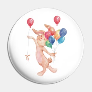 Sweet Cottagecore Bunny with Balloons Pin