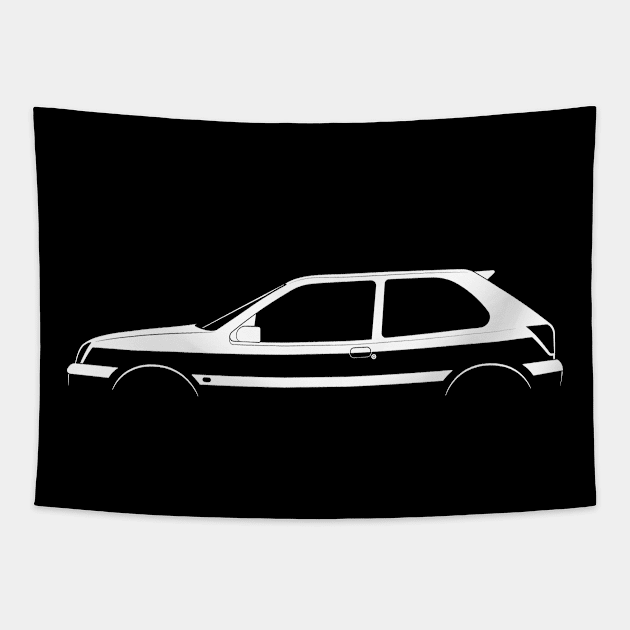 Ford Fiesta Zetec S Mk IV Silhouette Tapestry by Car-Silhouettes
