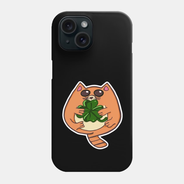 Cat hugging a Four Leaf Clover Phone Case by wildjellybeans